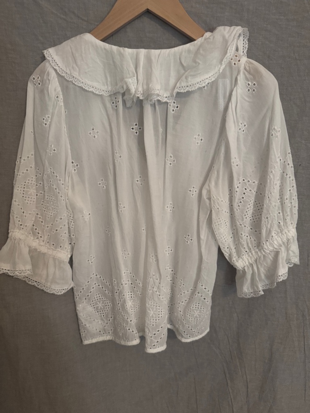 Madewell White Eyelet Ruffle Peasant Blouse - Picture 2 of 3